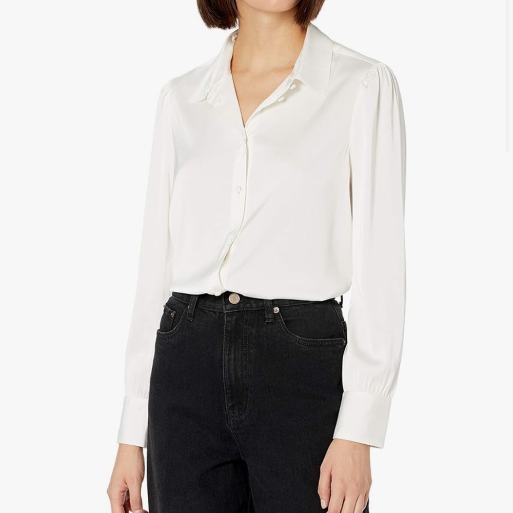 The Drop Satin White Button Down Shirt